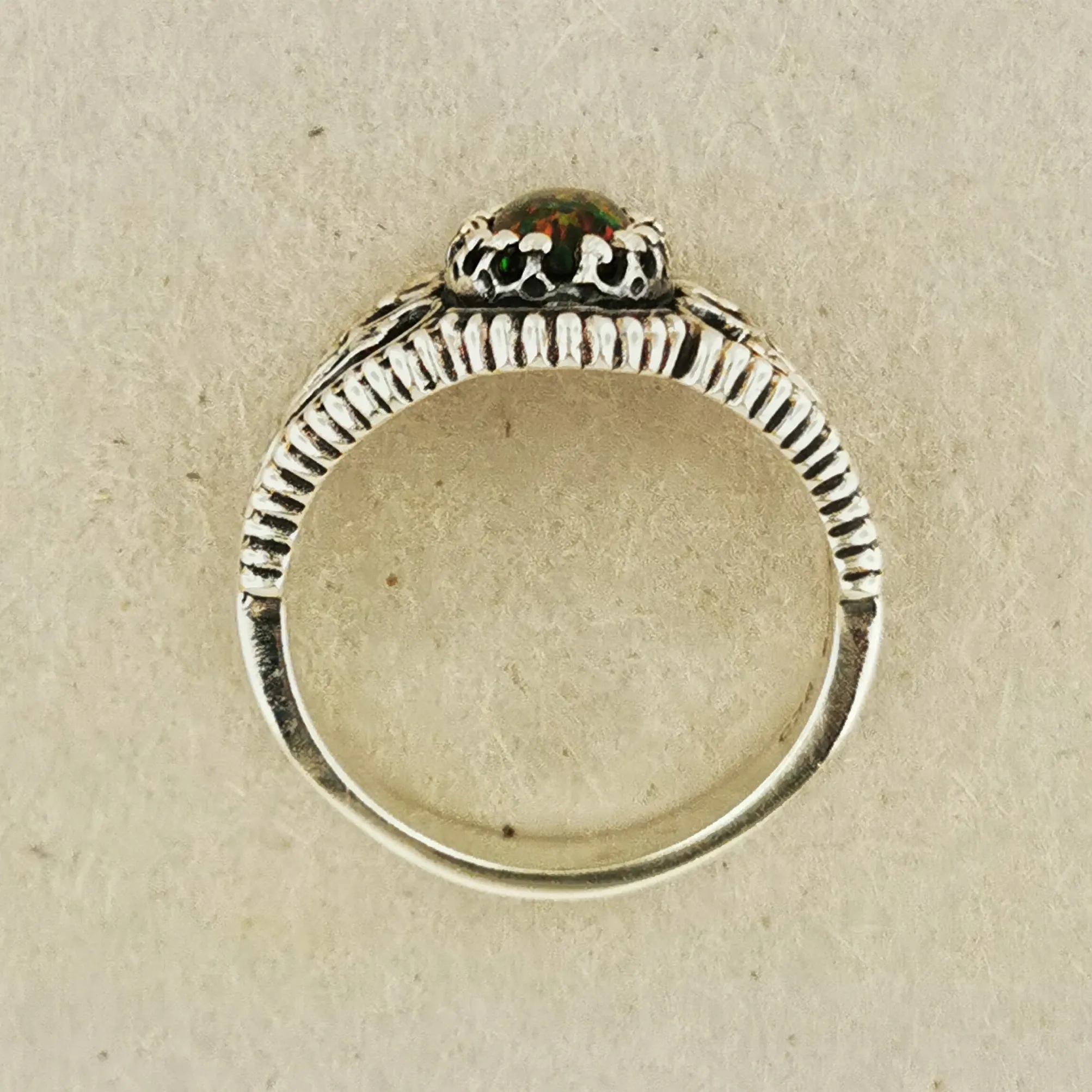 Vintage Style Filigree Ring with Gemstone in Sterling Silver