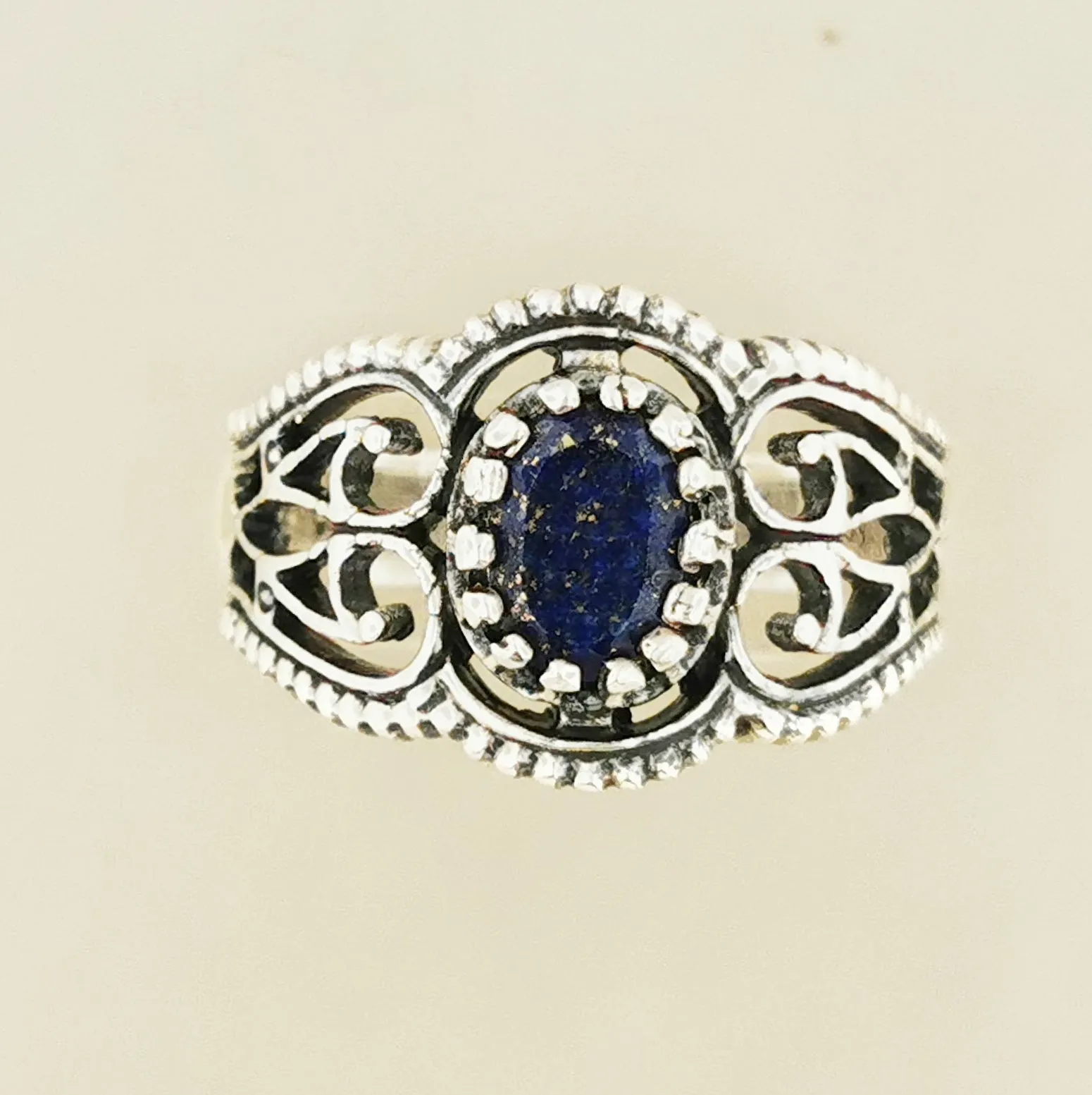 Vintage Style Filigree Ring with Gemstone in Sterling Silver