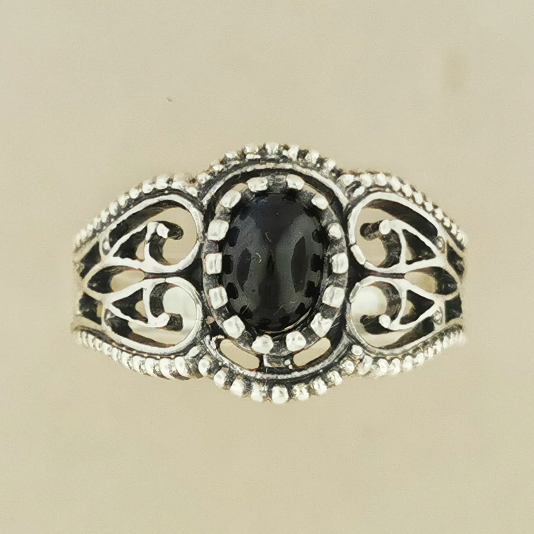 Vintage Style Filigree Ring with Gemstone in Sterling Silver