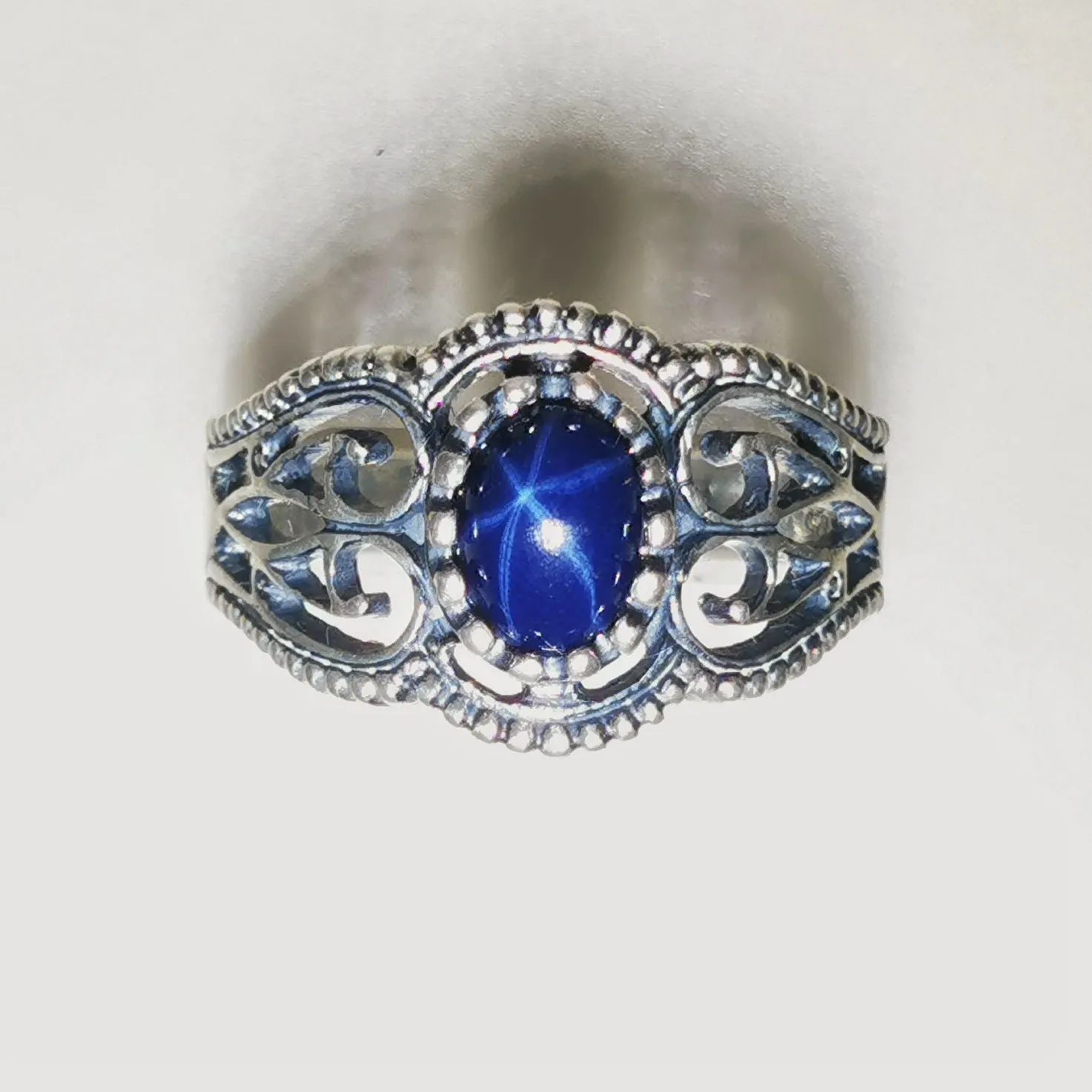 Vintage Style Filigree Ring with Gemstone in Sterling Silver