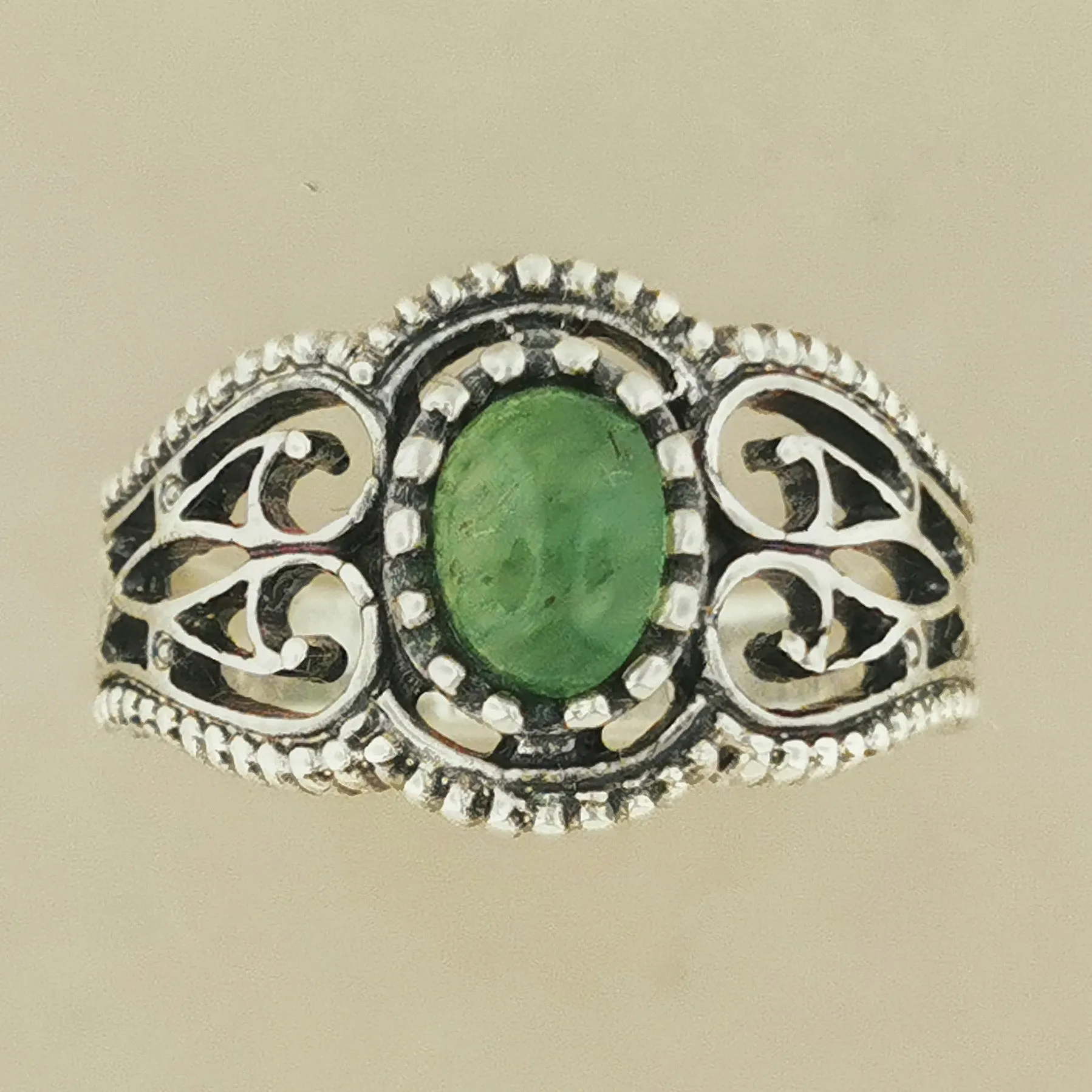 Vintage Style Filigree Ring with Gemstone in Sterling Silver