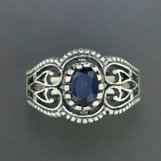 Vintage Style Filigree Ring with Gemstone in Sterling Silver