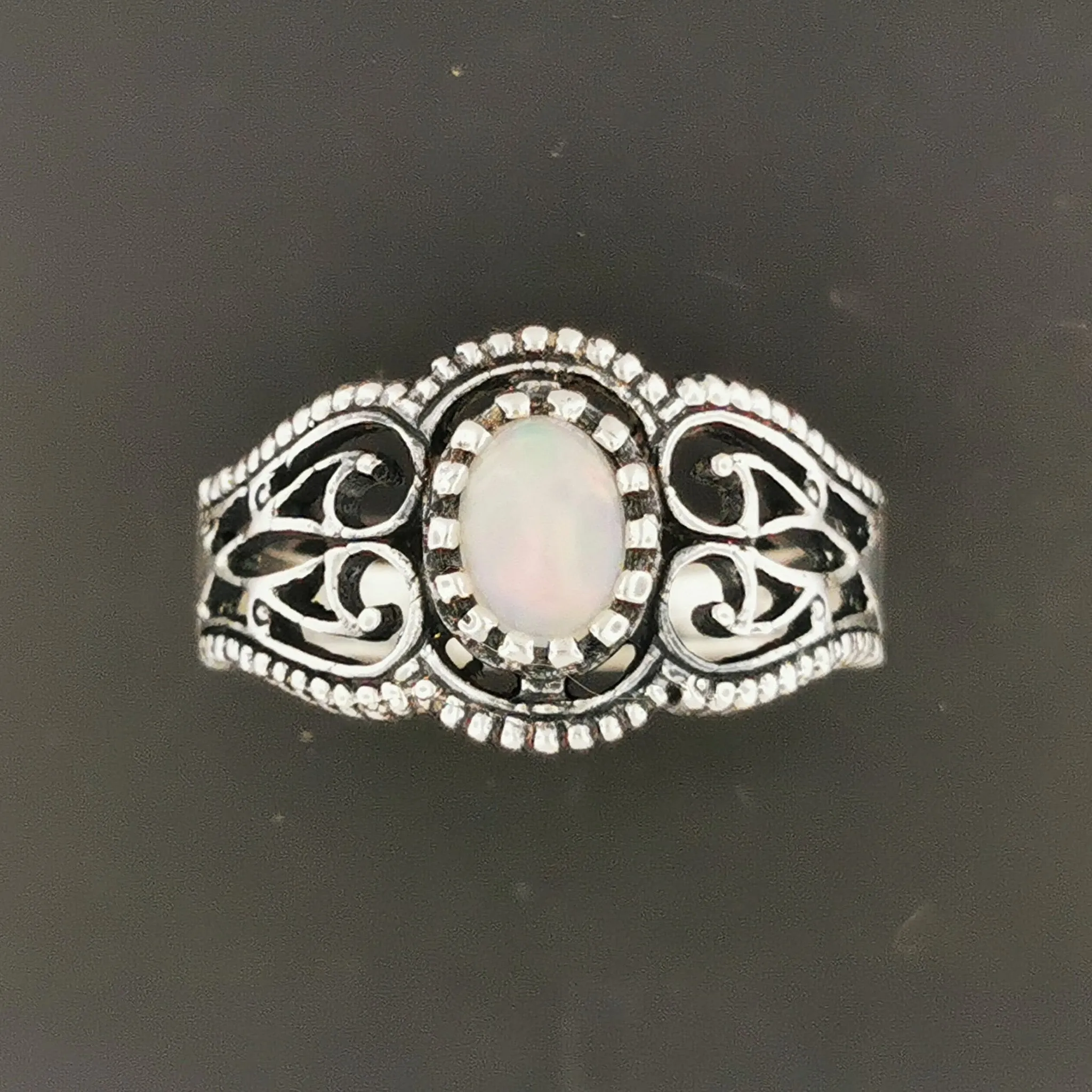 Vintage Style Filigree Ring with Gemstone in Sterling Silver