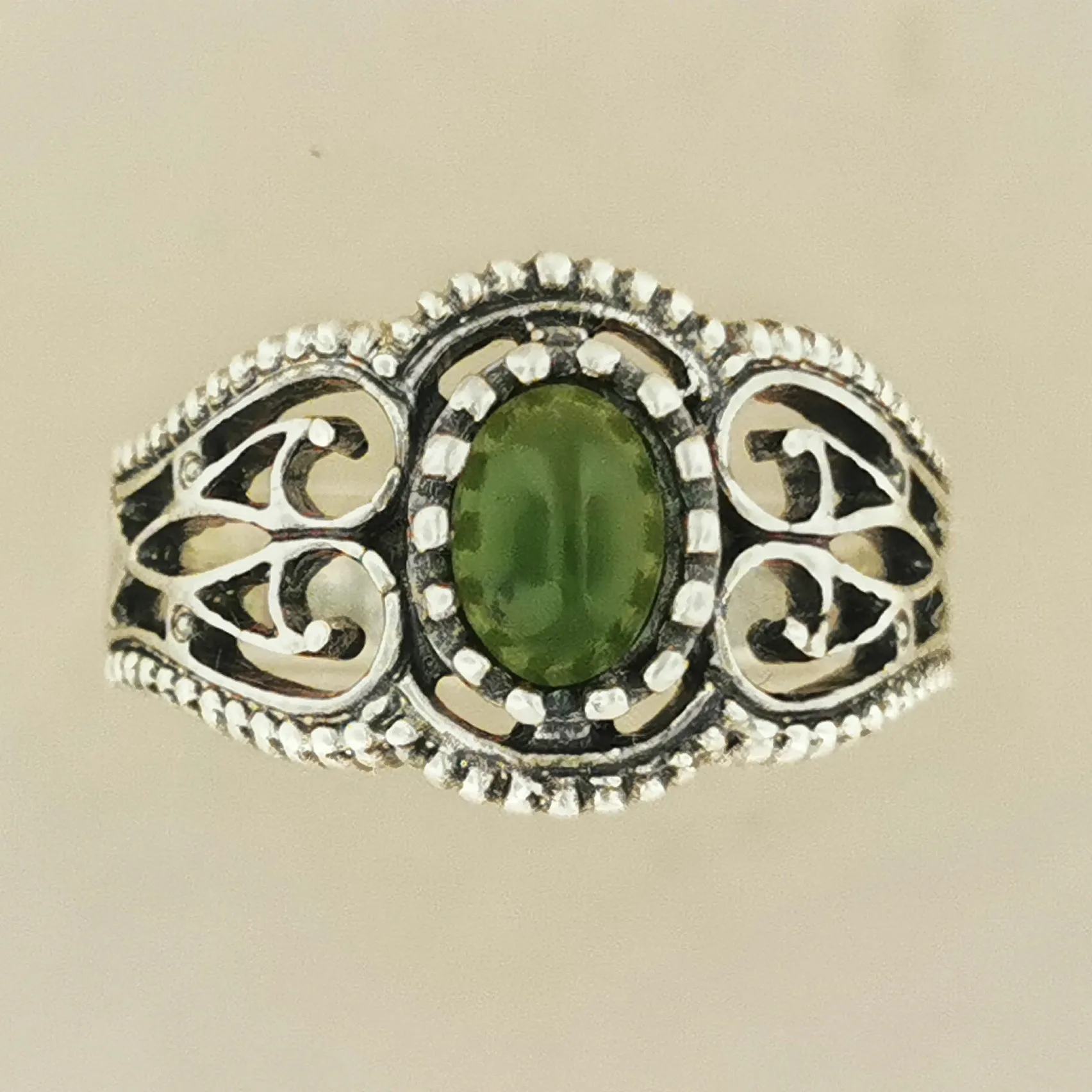 Vintage Style Filigree Ring with Gemstone in Sterling Silver
