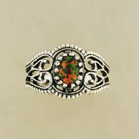 Vintage Style Filigree Ring with Gemstone in Sterling Silver