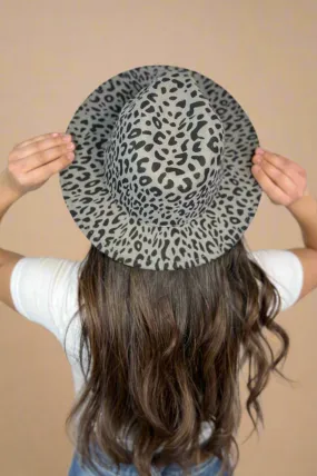 Wide Brim Leopard - Grey