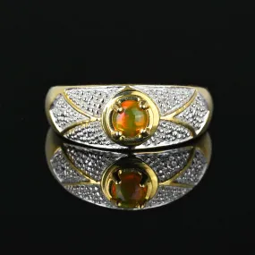 Wide Ethiopian Opal Ring Band in 10K Gold