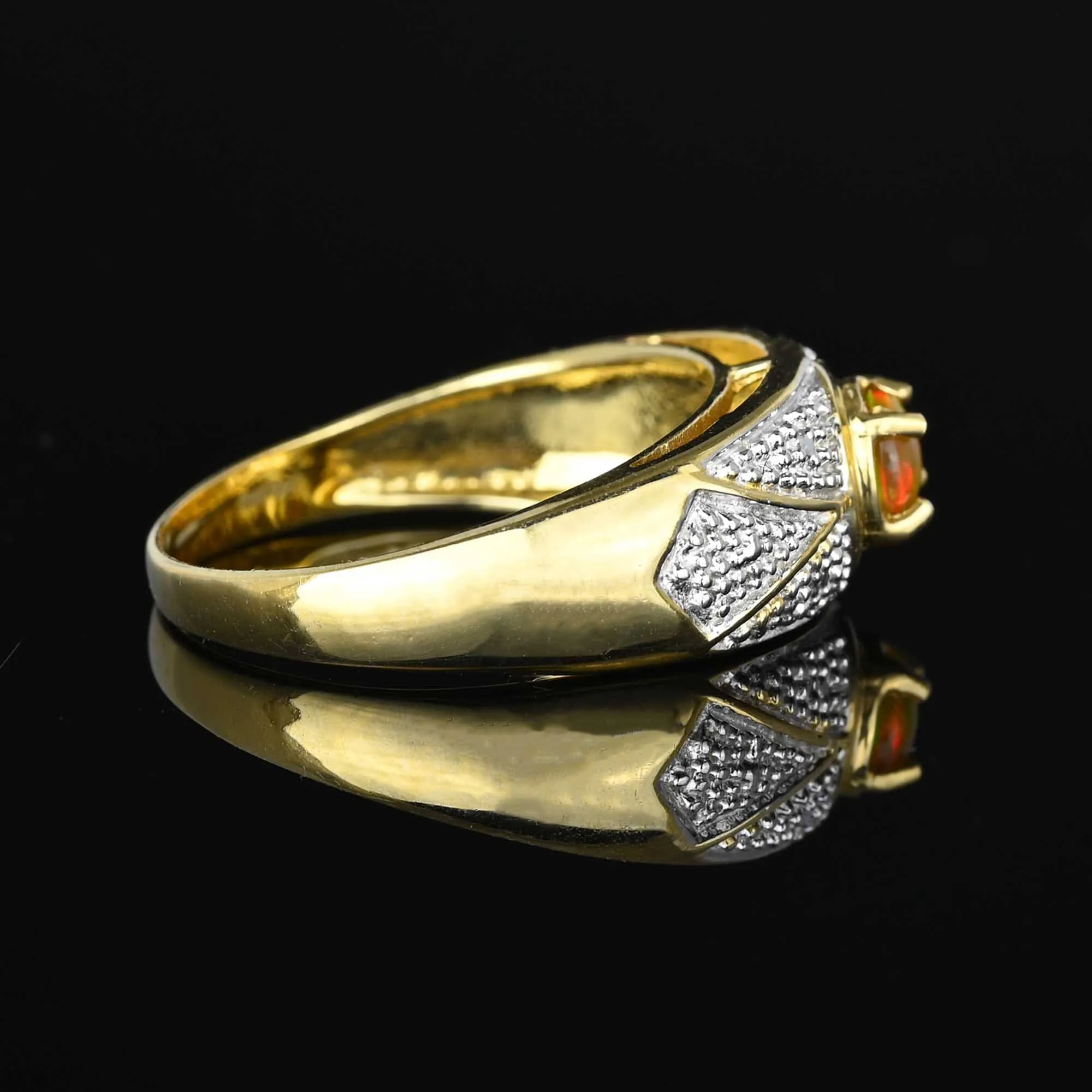 Wide Ethiopian Opal Ring Band in 10K Gold