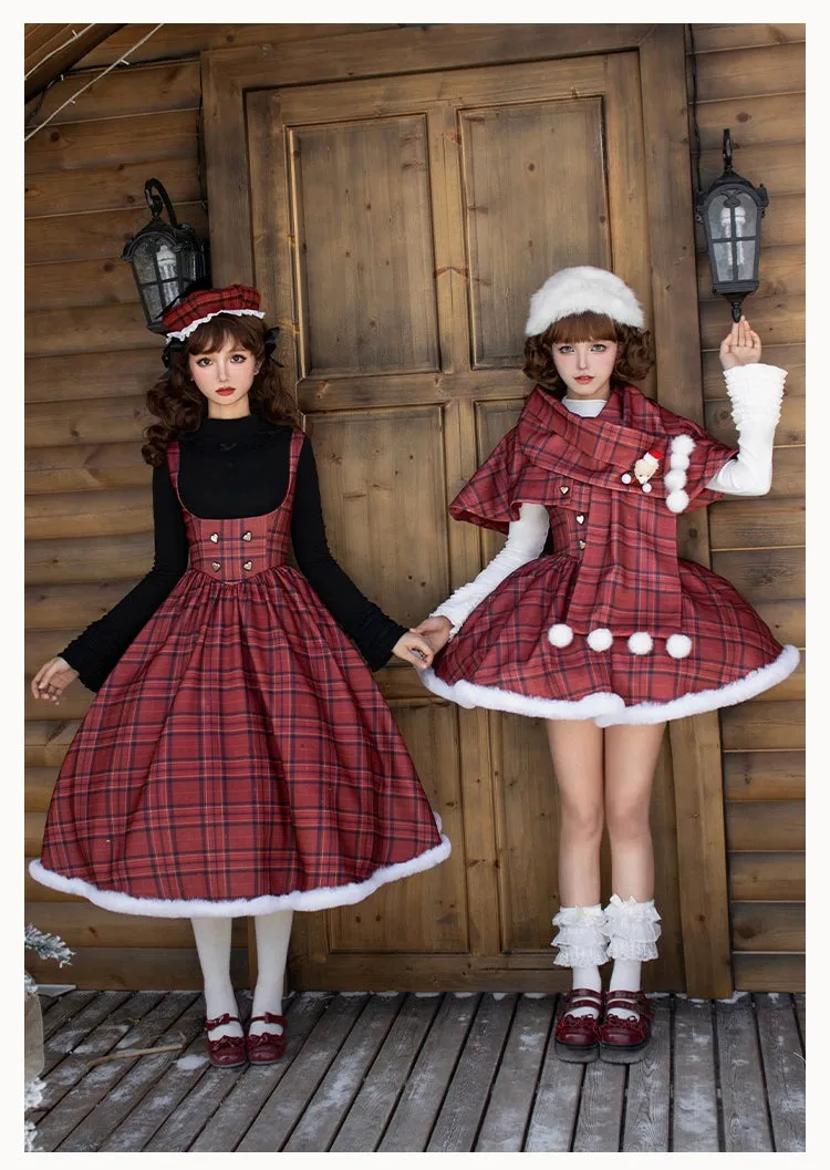 With PUJI~Wish Date~Twins Lolita Fishbone Bust-supporting JSK Winter Scarf-Cape