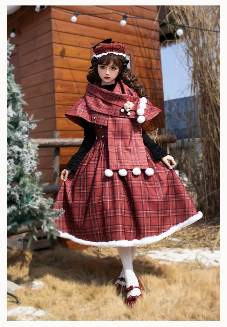 With PUJI~Wish Date~Twins Lolita Fishbone Bust-supporting JSK Winter Scarf-Cape