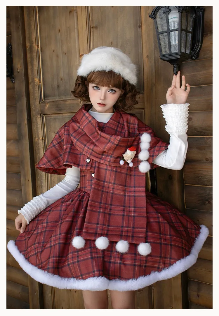 With PUJI~Wish Date~Twins Lolita Fishbone Bust-supporting JSK Winter Scarf-Cape