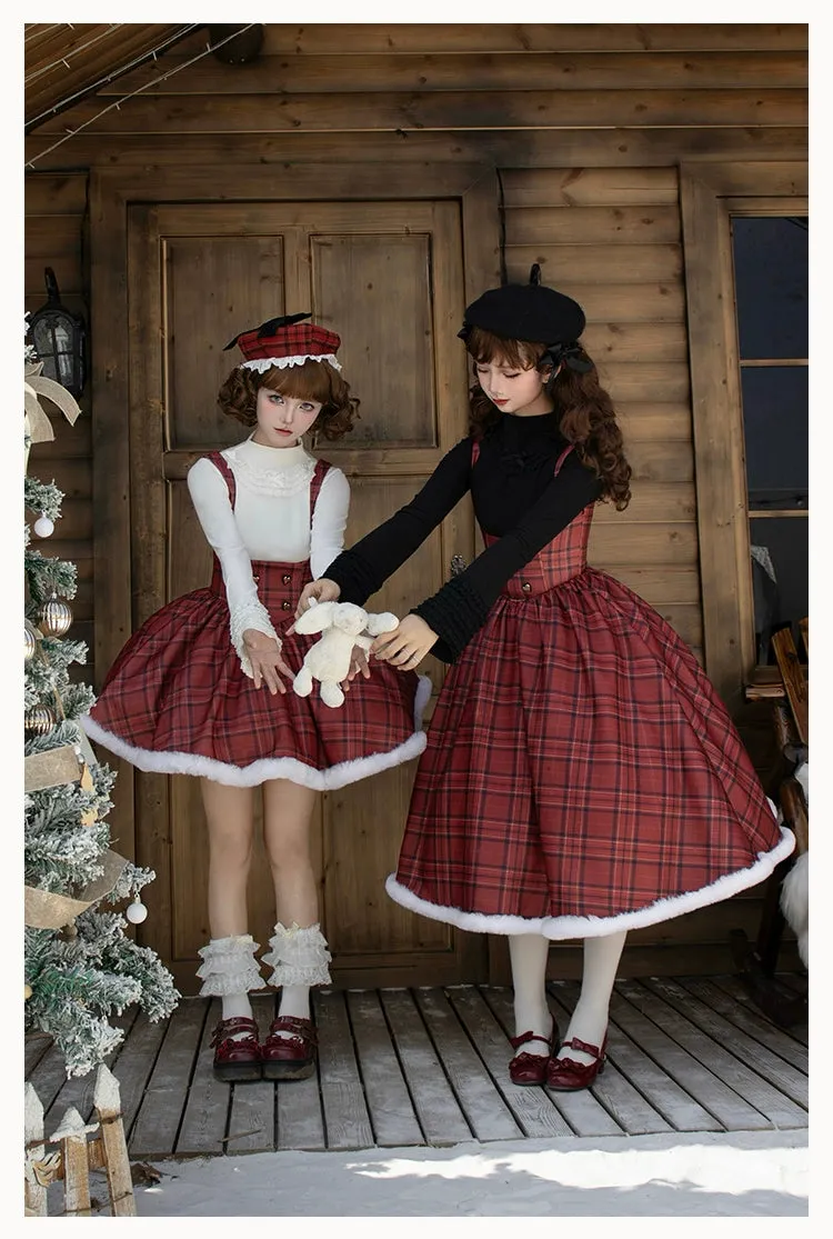 With PUJI~Wish Date~Twins Lolita Fishbone Bust-supporting JSK Winter Scarf-Cape