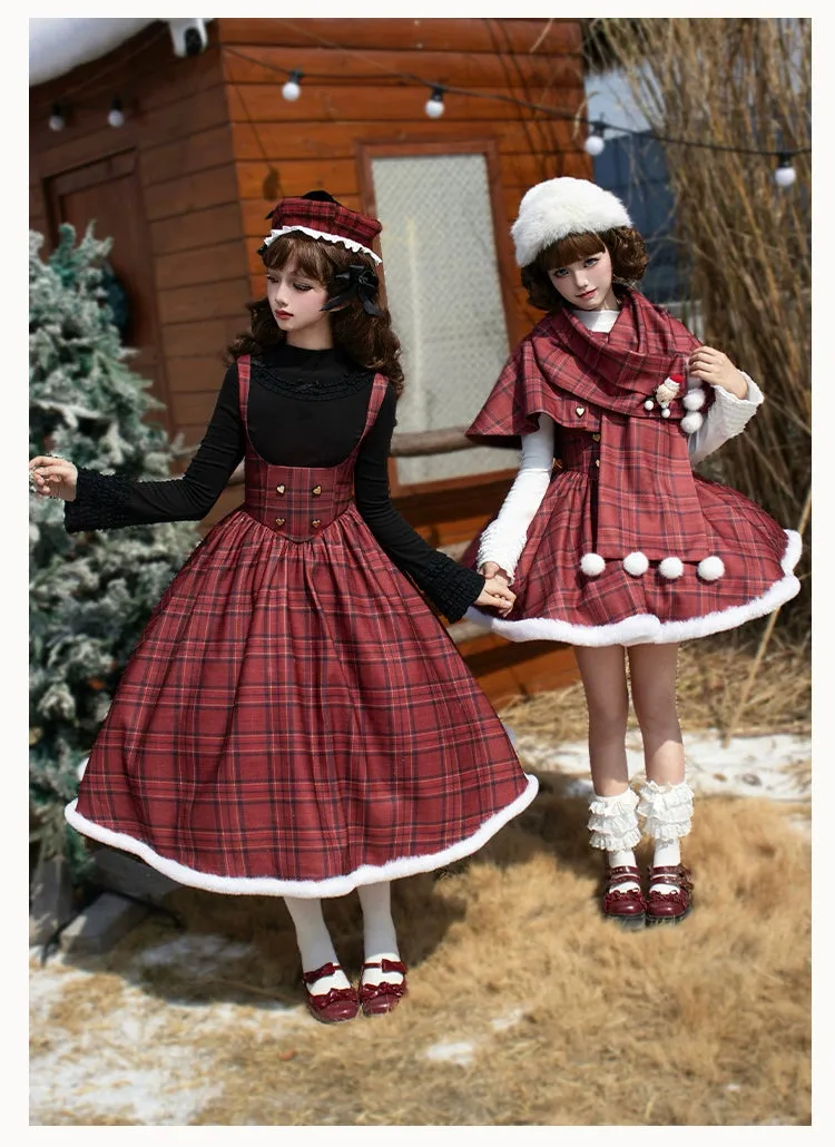 With PUJI~Wish Date~Twins Lolita Fishbone Bust-supporting JSK Winter Scarf-Cape