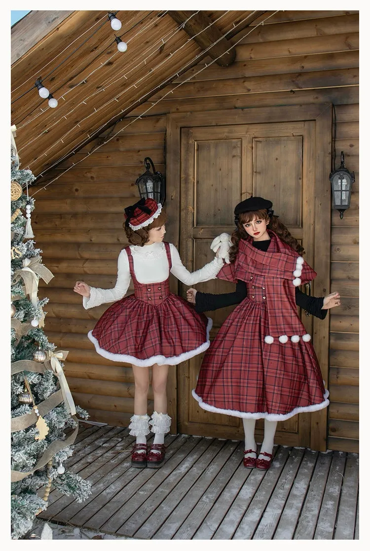 With PUJI~Wish Date~Twins Lolita Fishbone Bust-supporting JSK Winter Scarf-Cape