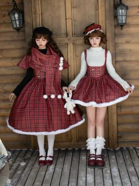 With PUJI~Wish Date~Twins Lolita Fishbone Bust-supporting JSK Winter Scarf-Cape