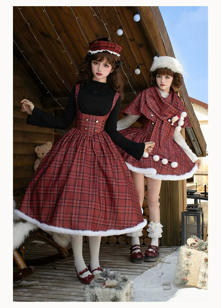 With PUJI~Wish Date~Twins Lolita Fishbone Bust-supporting JSK Winter Scarf-Cape