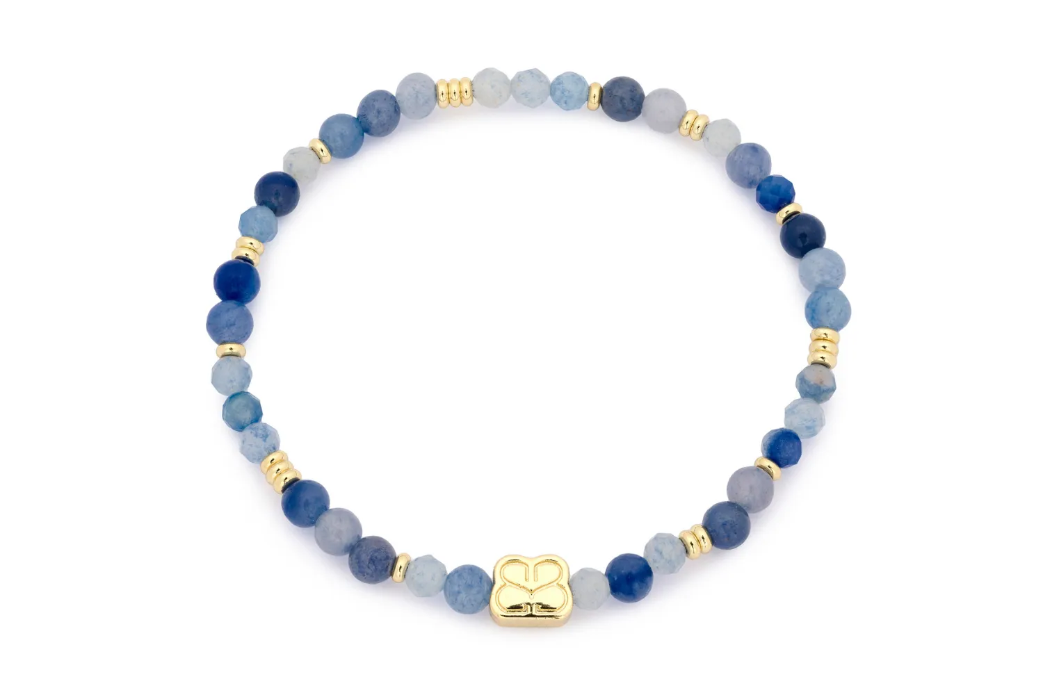 Wonder Gold & Blue Aventurine Stretch Bead Bracelet