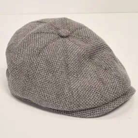 Wool Blend Micro Plaid Newsboy Cap - Beige