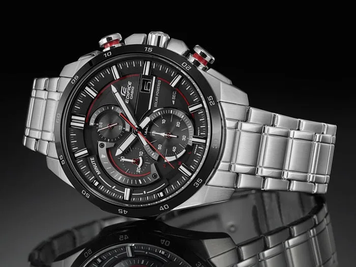 WW0084 Casio Edifice Solar Chronograph Stainless Steel Chain Watch EQS-600DB-1A4UDF