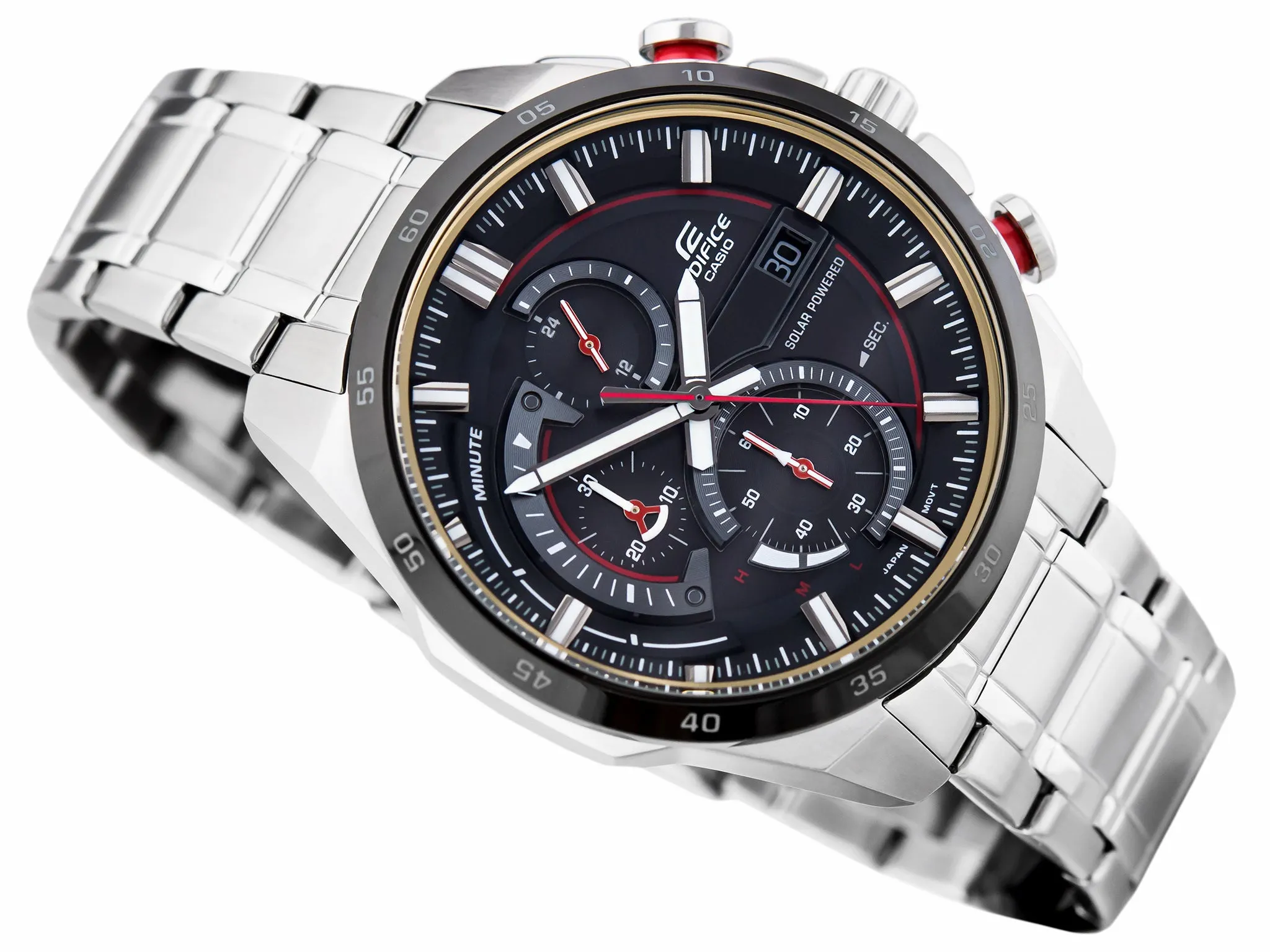 WW0084 Casio Edifice Solar Chronograph Stainless Steel Chain Watch EQS-600DB-1A4UDF