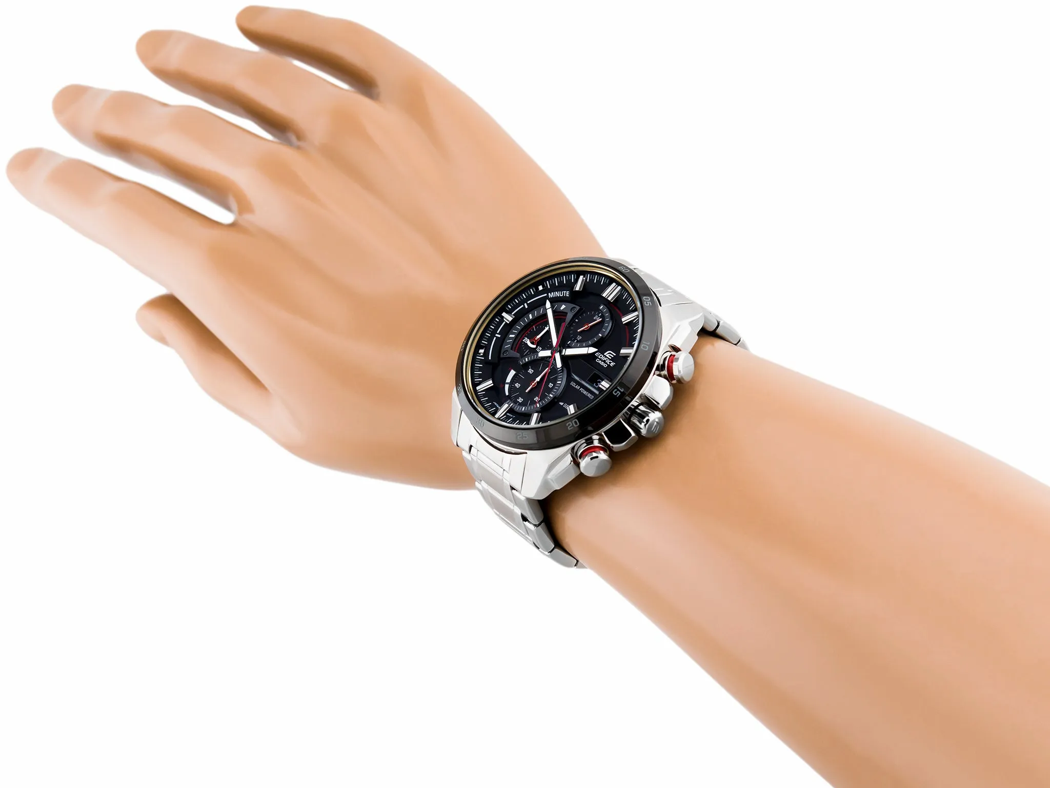 WW0084 Casio Edifice Solar Chronograph Stainless Steel Chain Watch EQS-600DB-1A4UDF