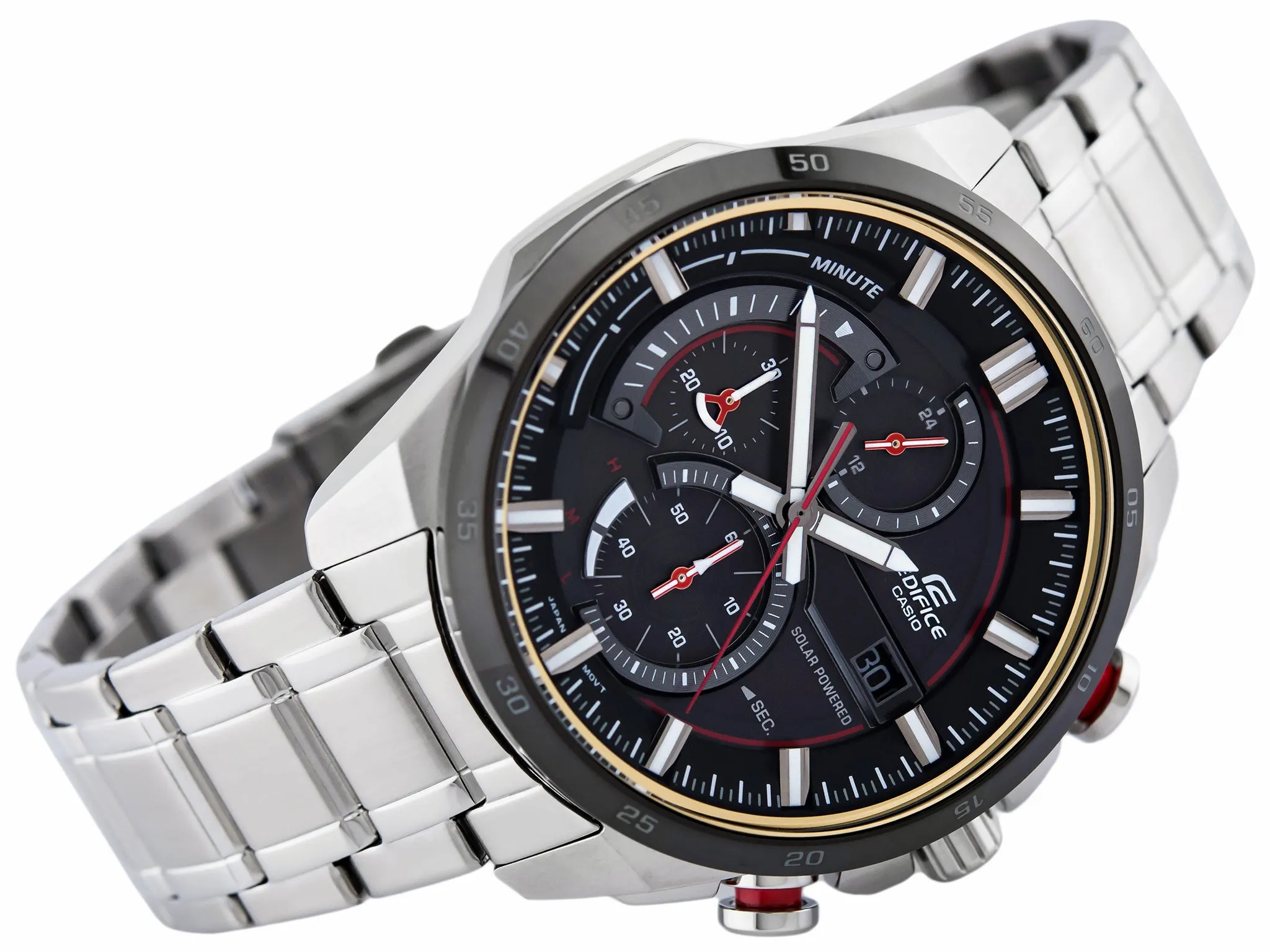 WW0084 Casio Edifice Solar Chronograph Stainless Steel Chain Watch EQS-600DB-1A4UDF