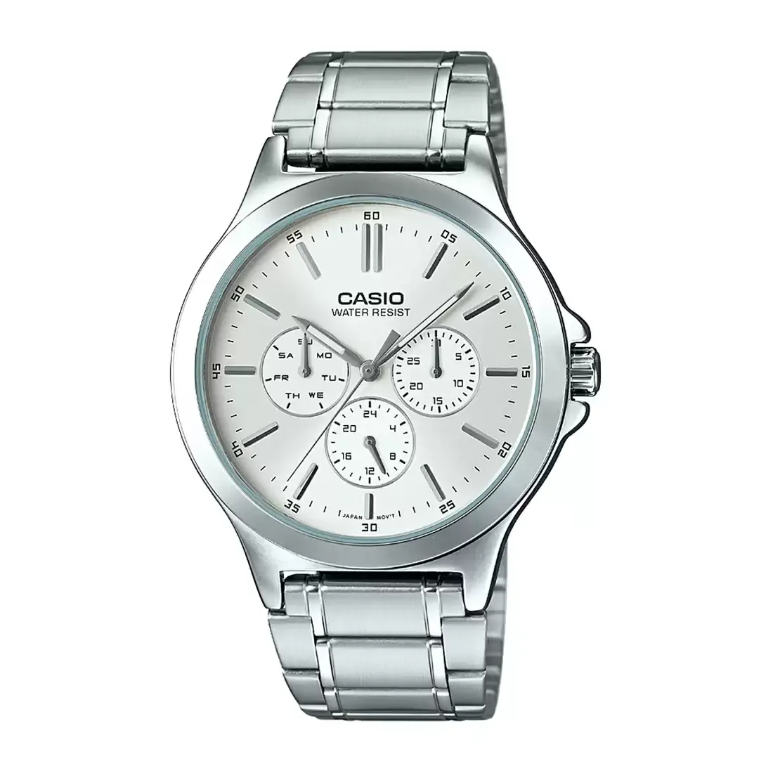 WW0154 Casio Enticer Multifunction Silver Chain Watch MTP-V300D-7AUDF
