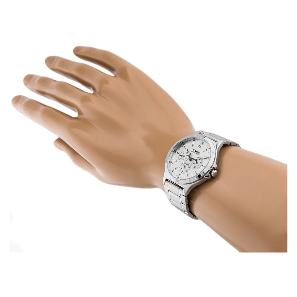 WW0154 Casio Enticer Multifunction Silver Chain Watch MTP-V300D-7AUDF