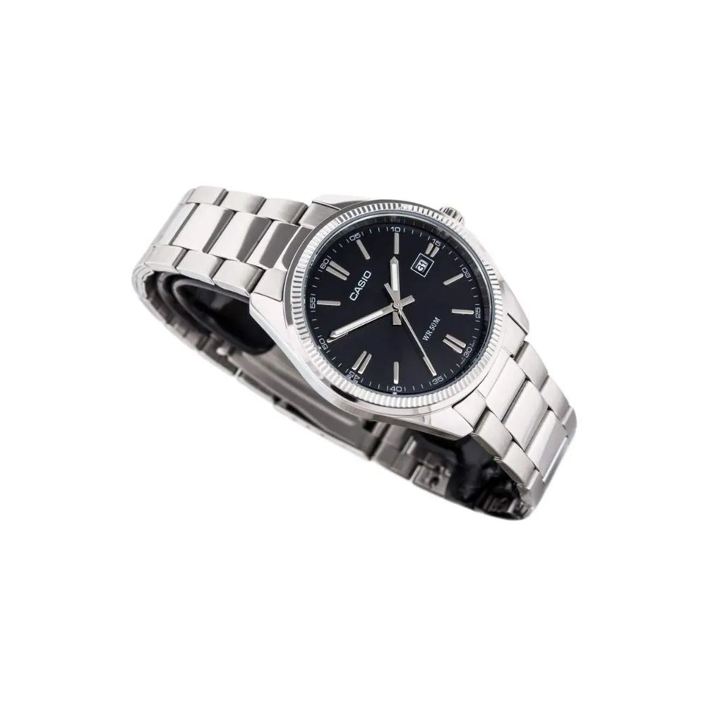 WW0261 Casio Enticer Date Silver Chain Watch MTP-1302D-1A1VDF