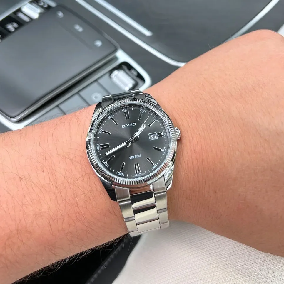 WW0261 Casio Enticer Date Silver Chain Watch MTP-1302D-1A1VDF