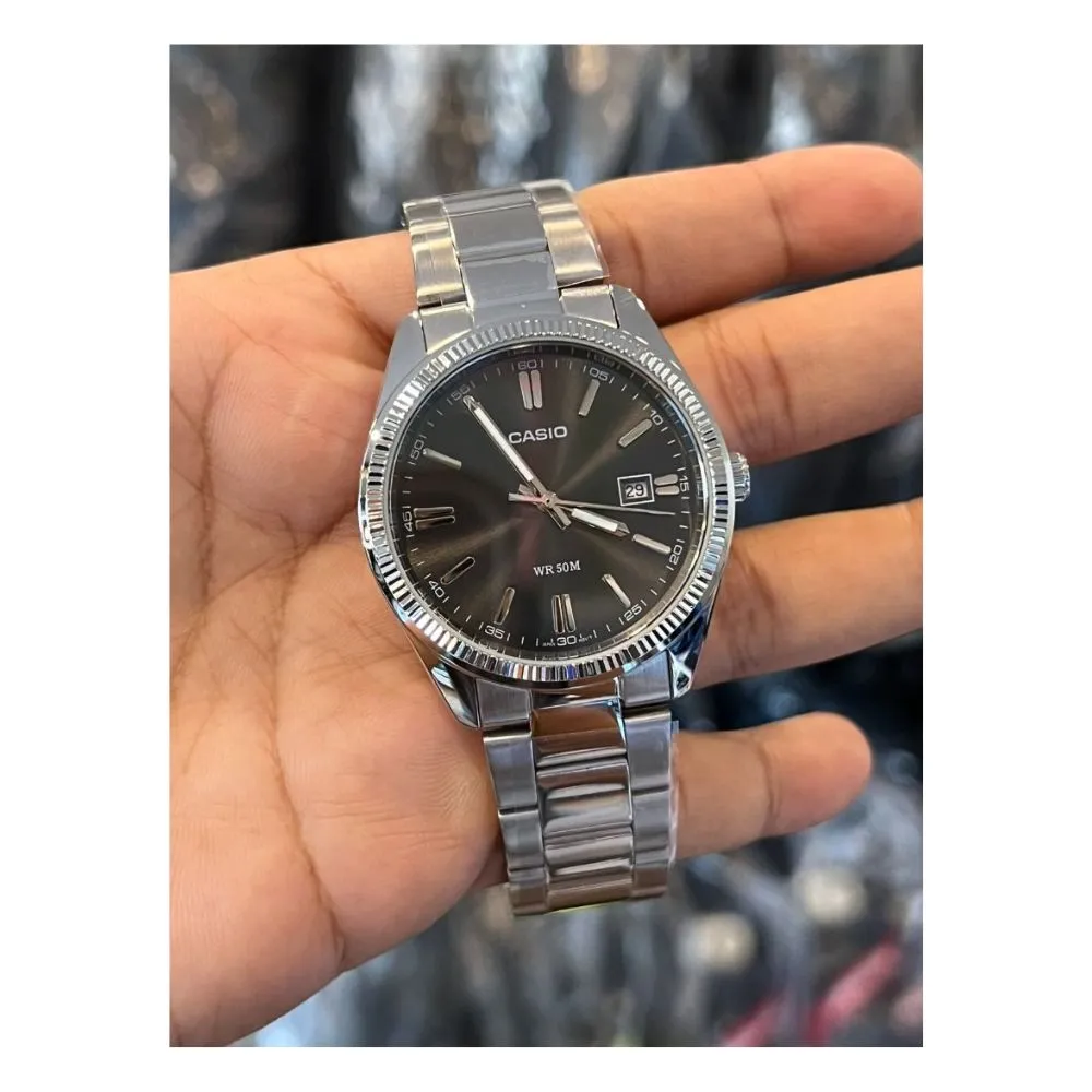 WW0261 Casio Enticer Date Silver Chain Watch MTP-1302D-1A1VDF