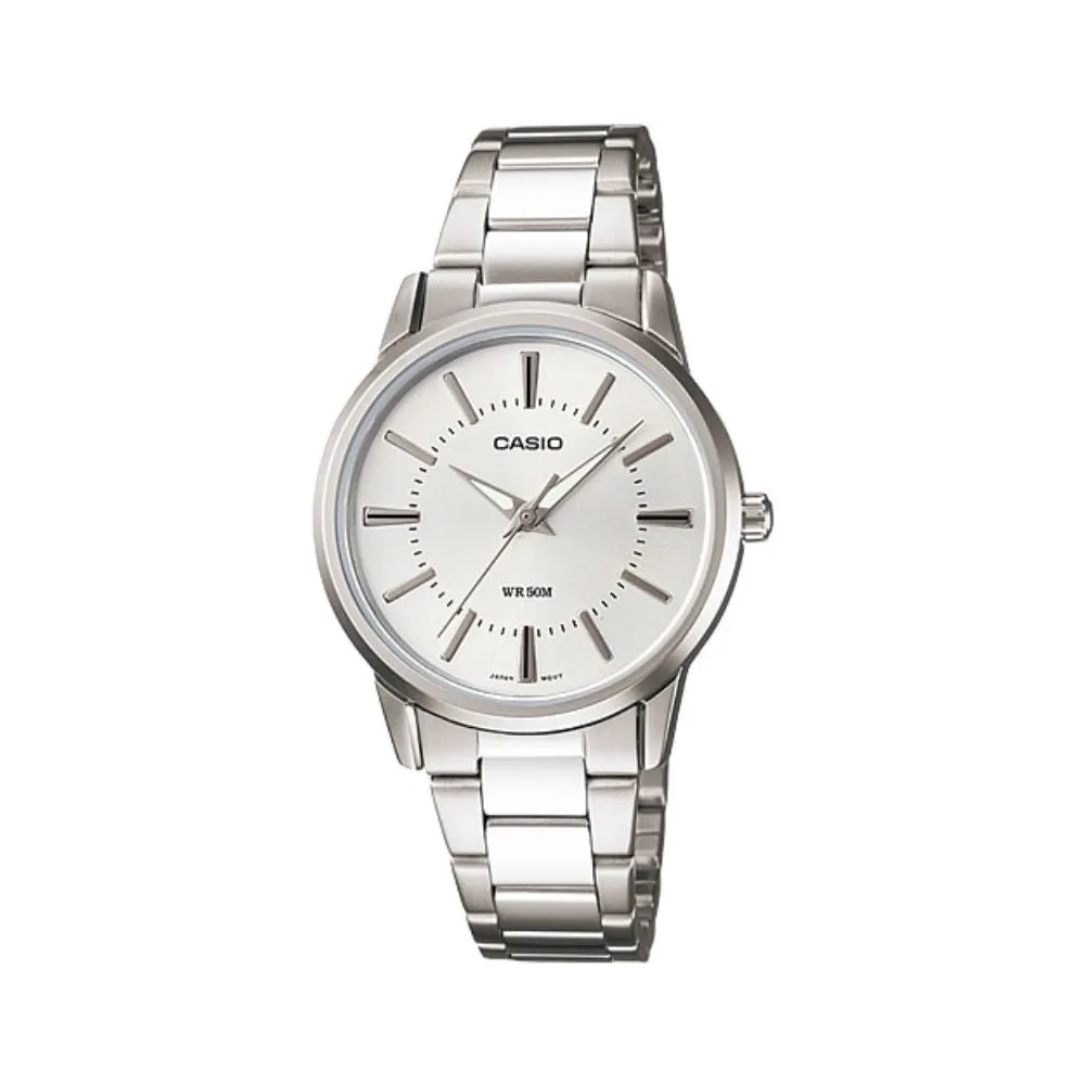 WW1444 Casio Enticer Silver Ladies Chain Watch LTP-1303D-7AVDF