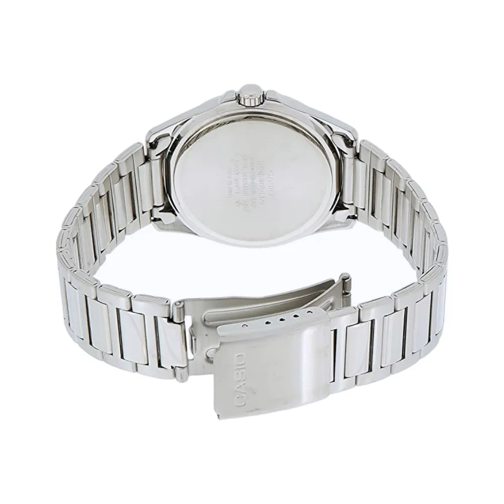 WW1563 Casio Enticer Day Date Silver Chain Watch MTP-1370D-1A1VDF