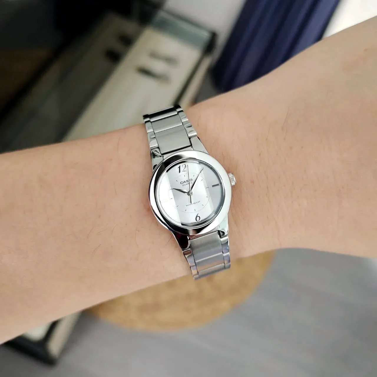 WW1583 Casio Enticer Ladies Silver Chain Watch LTP-1230D-7CDF