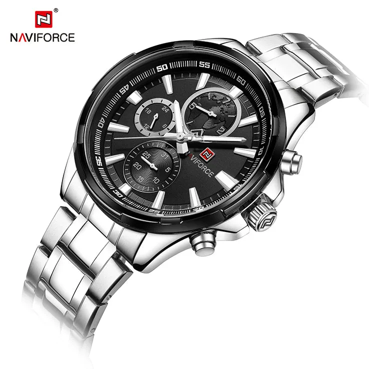 WW1802 Naviforce Multifunction Silver Chain Watch NF9089M