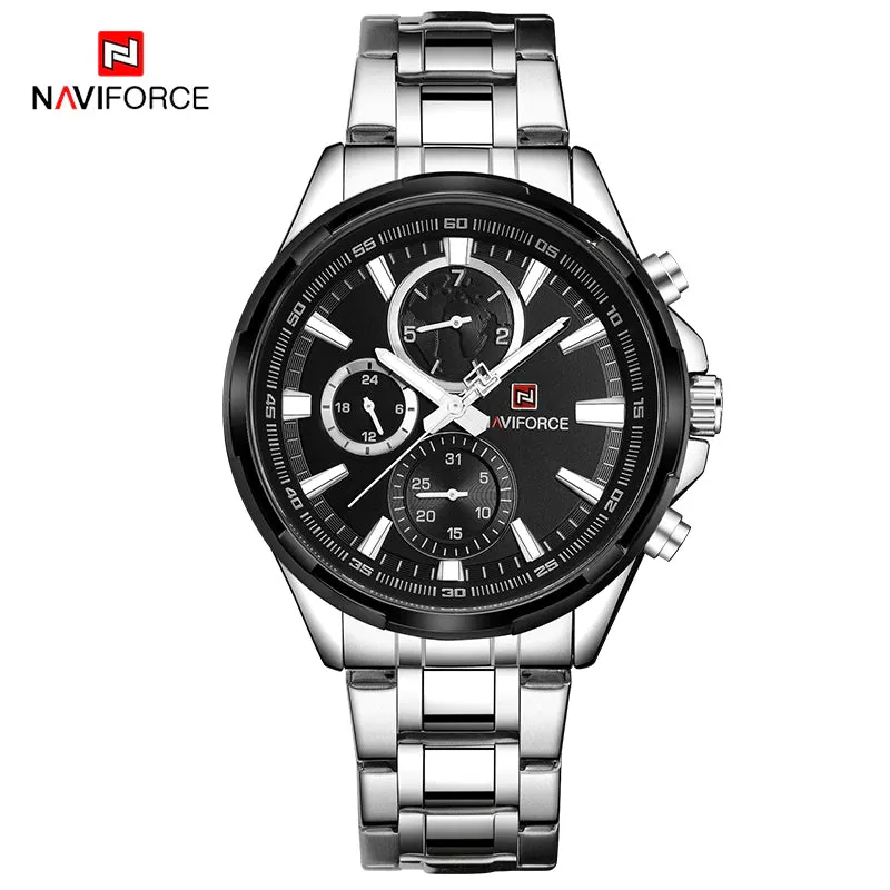 WW1802 Naviforce Multifunction Silver Chain Watch NF9089M