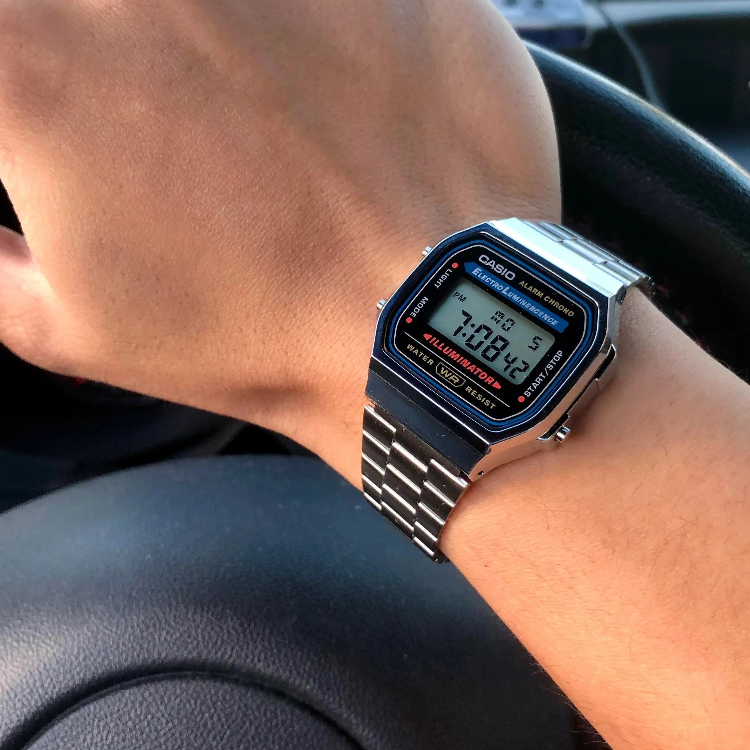 WW1877 Casio Vintage Illuminator Digital Silver Chain Watch A168WA-1WDF
