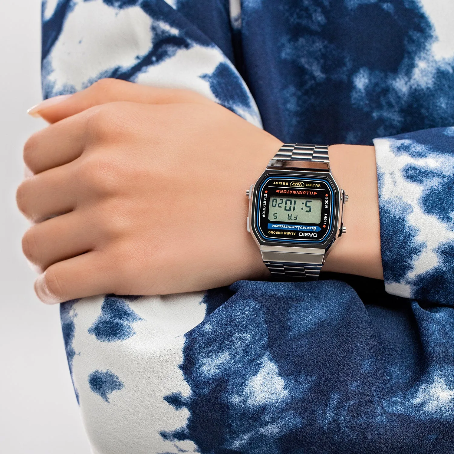 WW1877 Casio Vintage Illuminator Digital Silver Chain Watch A168WA-1WDF