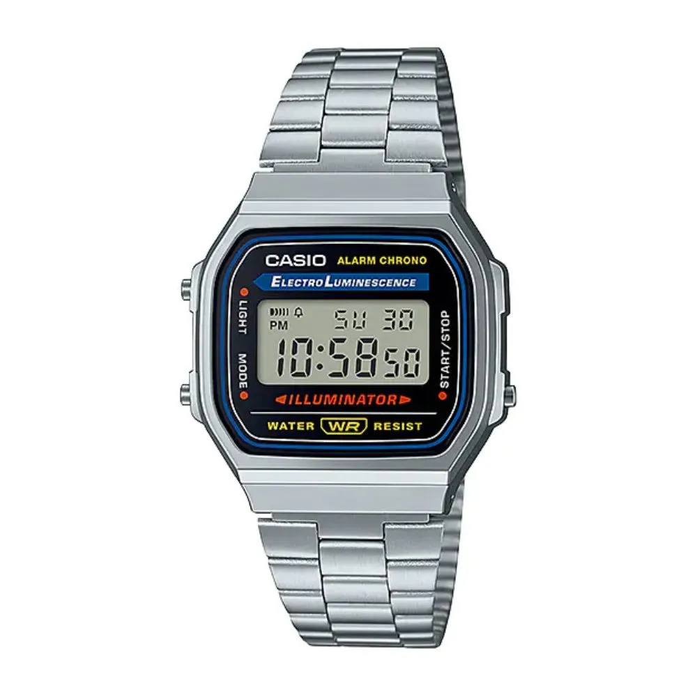 WW1877 Casio Vintage Illuminator Digital Silver Chain Watch A168WA-1WDF