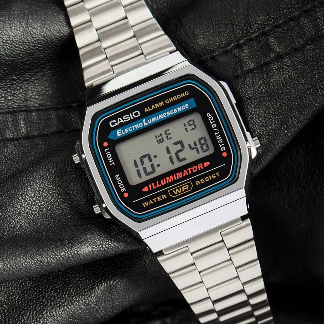 WW1877 Casio Vintage Illuminator Digital Silver Chain Watch A168WA-1WDF
