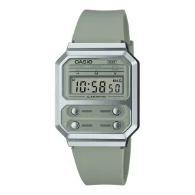 WW2079 Casio Vintage Digital Silver Resin Belt Watch A100WEF-3ADF