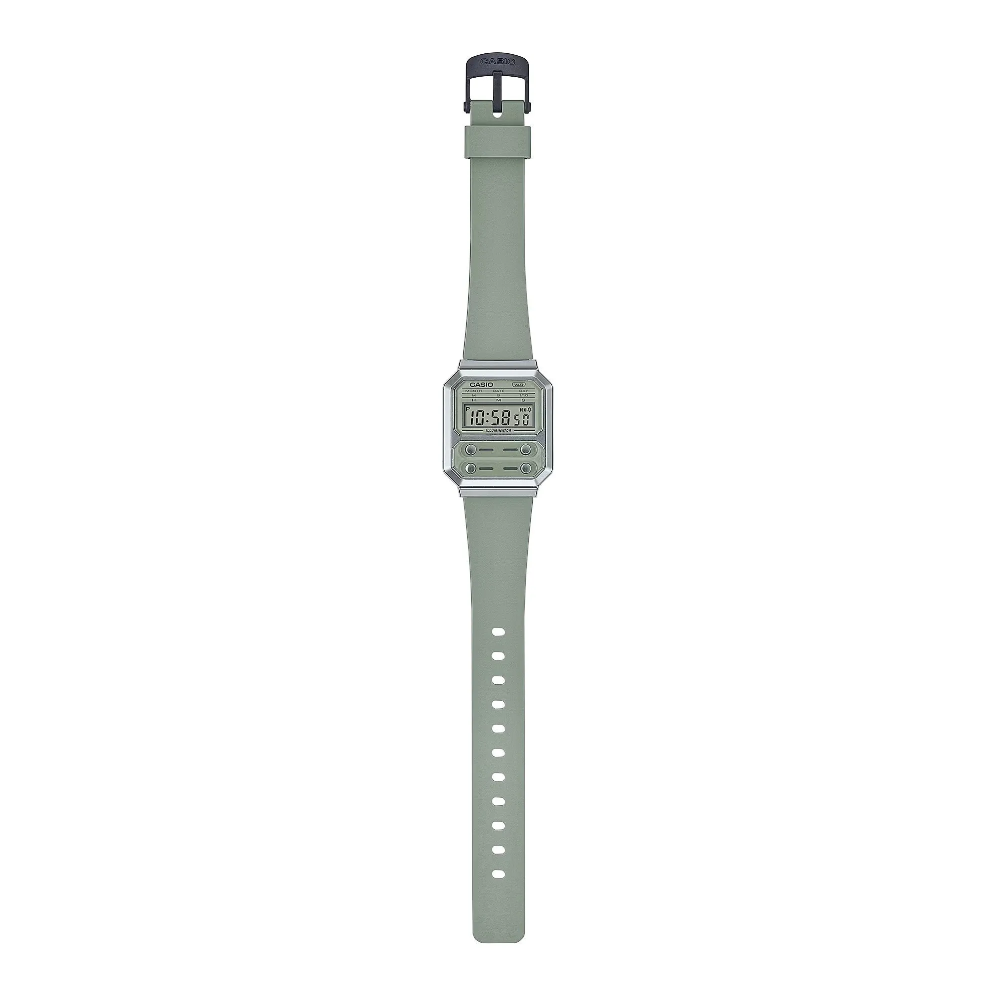WW2079 Casio Vintage Digital Silver Resin Belt Watch A100WEF-3ADF