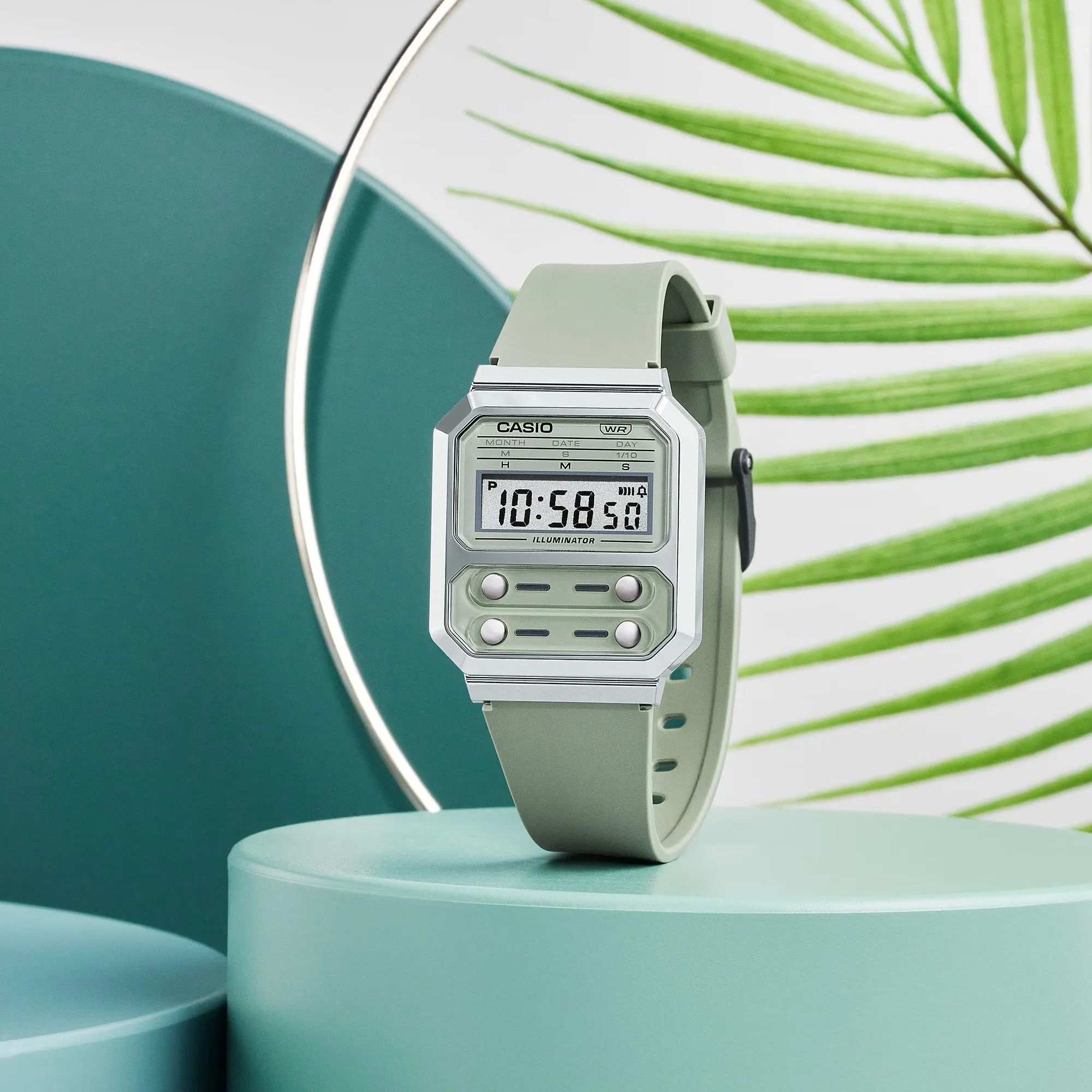 WW2079 Casio Vintage Digital Silver Resin Belt Watch A100WEF-3ADF