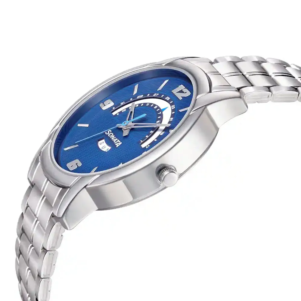 WW2278 Sonata Day Date Silver Chain Watch 77031SM07