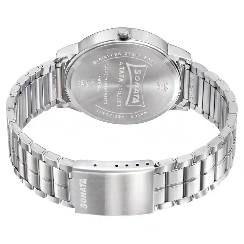 WW2278 Sonata Day Date Silver Chain Watch 77031SM07