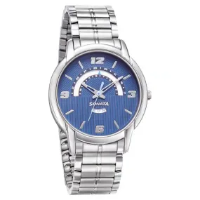 WW2278 Sonata Day Date Silver Chain Watch 77031SM07