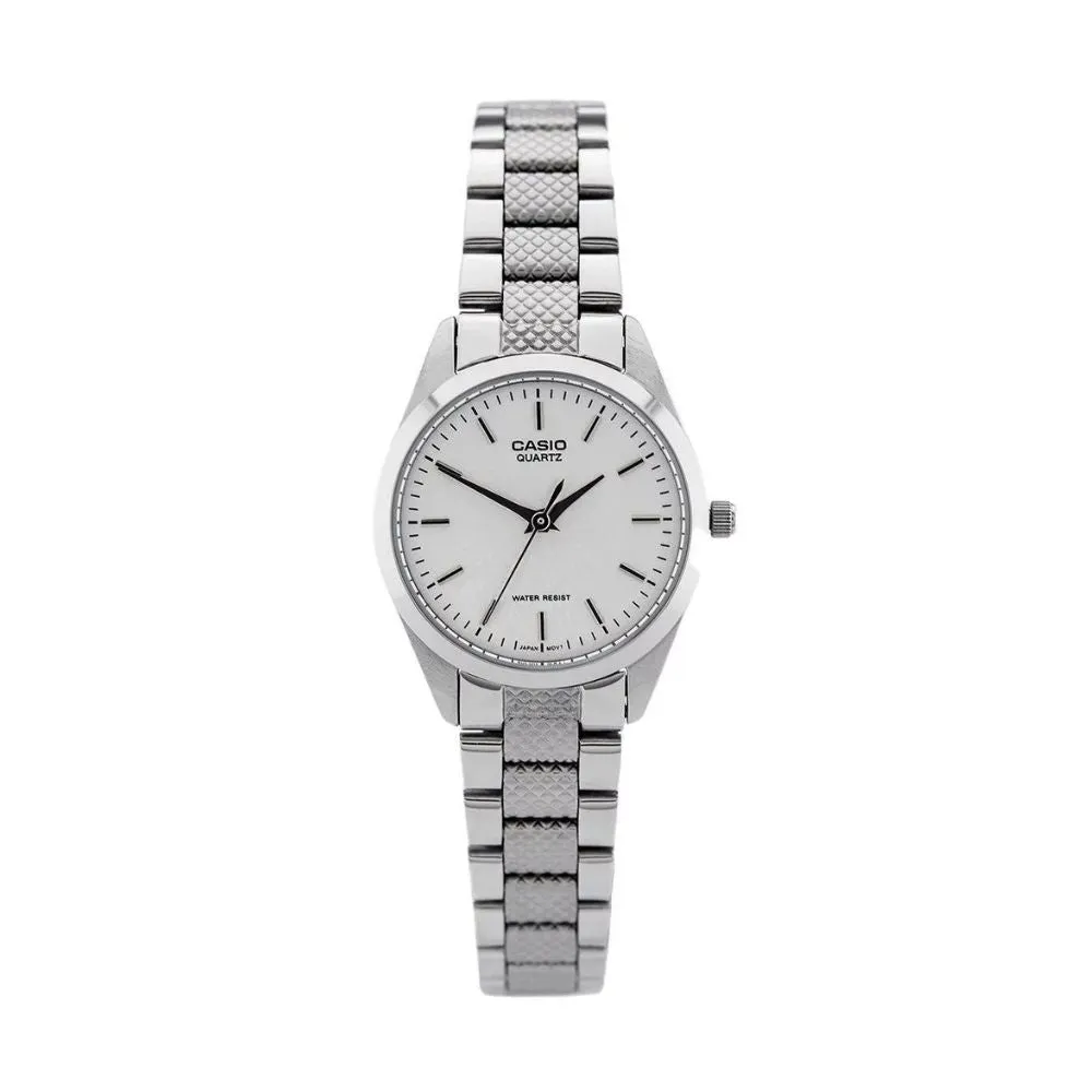 WW2314 Casio Enticer Silver Ladies Chain Watch LTP-1274D-7ADF