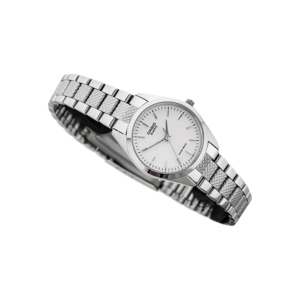 WW2314 Casio Enticer Silver Ladies Chain Watch LTP-1274D-7ADF