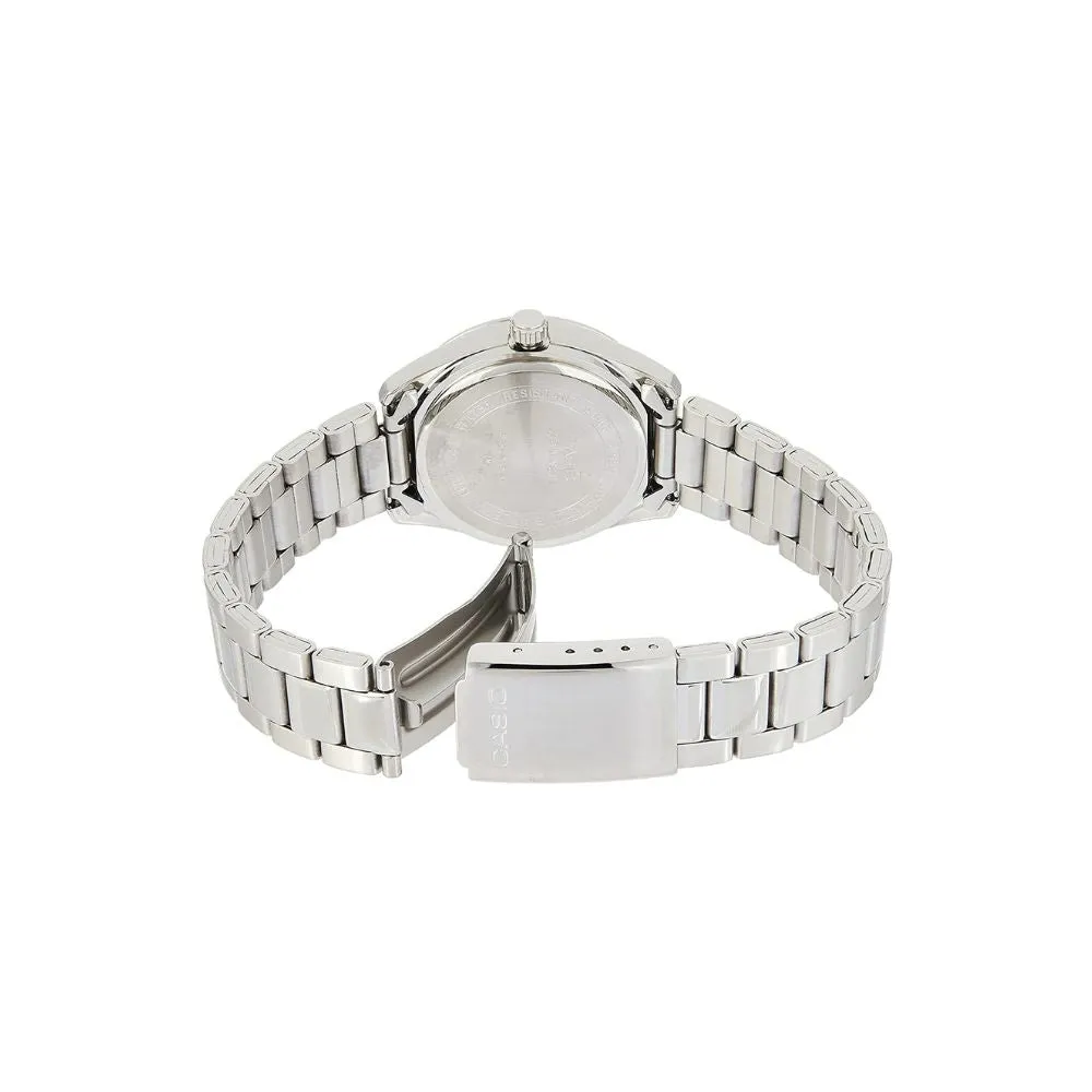 WW2336 Casio Enticer Date Ladies Silver Chain Watch LTP-1302D-1A2VDF