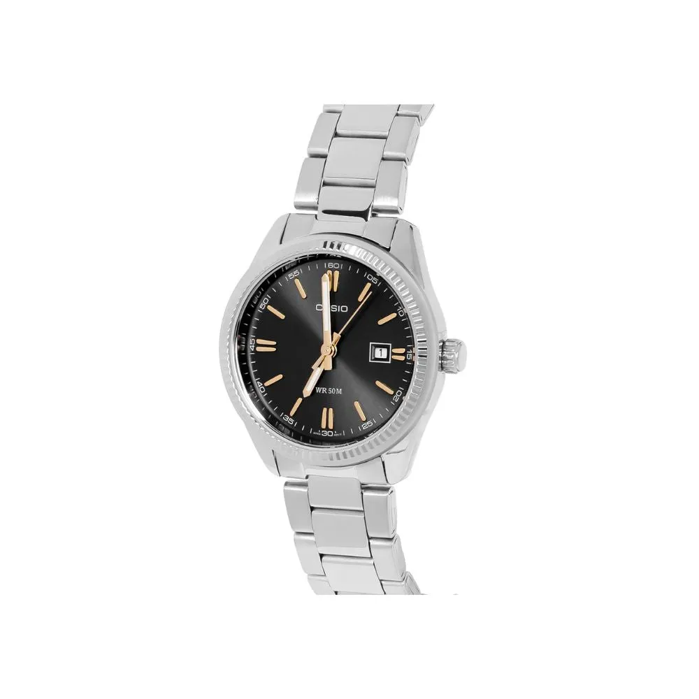 WW2336 Casio Enticer Date Ladies Silver Chain Watch LTP-1302D-1A2VDF